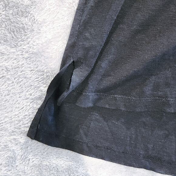 Eileen Fisher Organic Linen Black Dolman Sleeve Blouse Size Medium Petite Beach - Picture 4 of 10